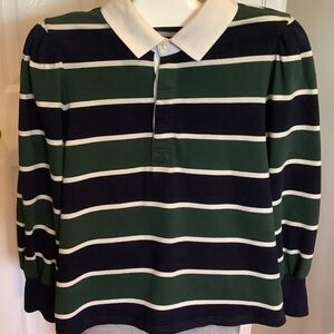 Veronica Beard Green and Black Striped Rugby